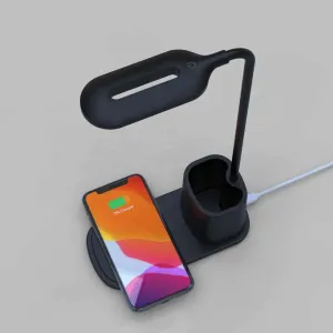 الحديثة مرنة حامل قلم لمبة مكتب مع شاحن  . Modern Flexible Pen Holder Desk Lamp with Wireless