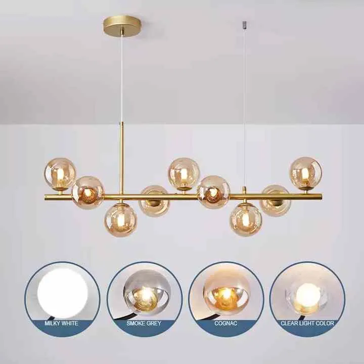 الثريا الفاخرة الحديثة مطعم زجاج لمبة أضواء قلادة مصابيح معلقة الثرياModern Luxury Chandelier Restaurant Glass Bulb Pendant Lights