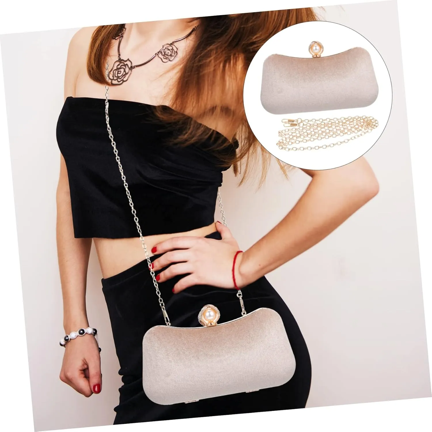1 Set Pearl Evening Bag Women Clutch with Pearl Clutch Bag with Pearl Delicate Pearl Clutch Bag Women