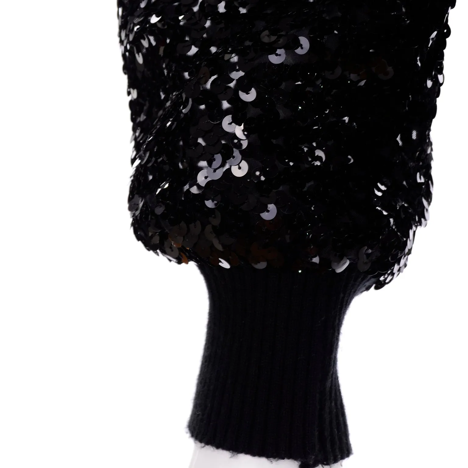 1980s Caron Black Sequin Zip Front Bomber Jacket