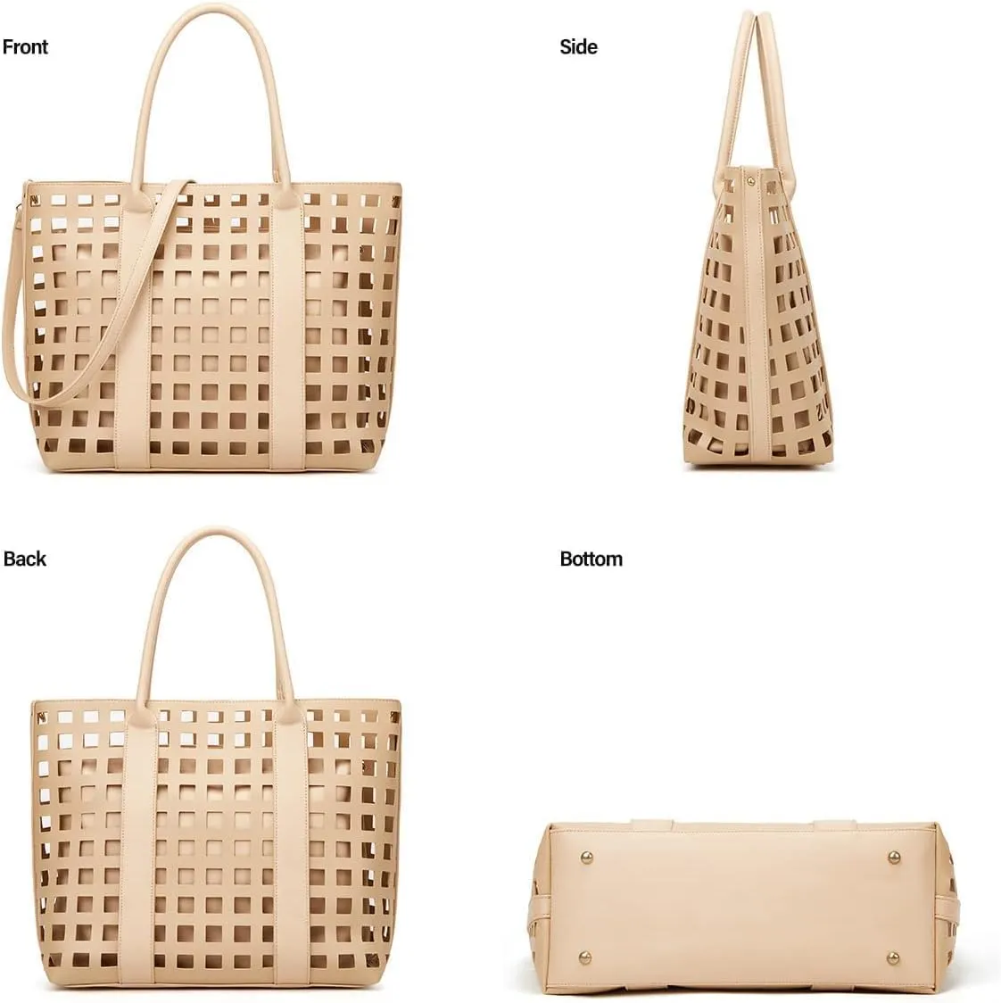2 Pcs Handbags for Women Tote Bags Purses Set Faux Leather Satchel Hollowed Out Bag Large Capacity Shoulder Bag