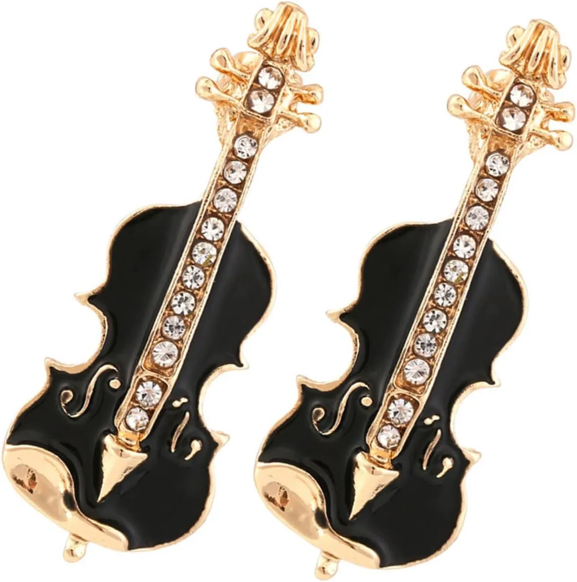2pcs Violin Brooch for Women Elegant Enamel Lapel Versatile Clothes Accessories for Outfits Bags and Scarves for Girls and Women