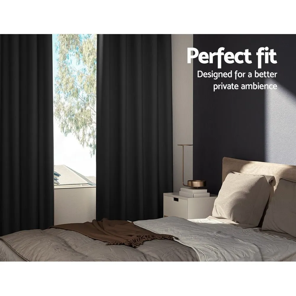 2X Blockout Eyelet Curtains | 300x230cm | Black