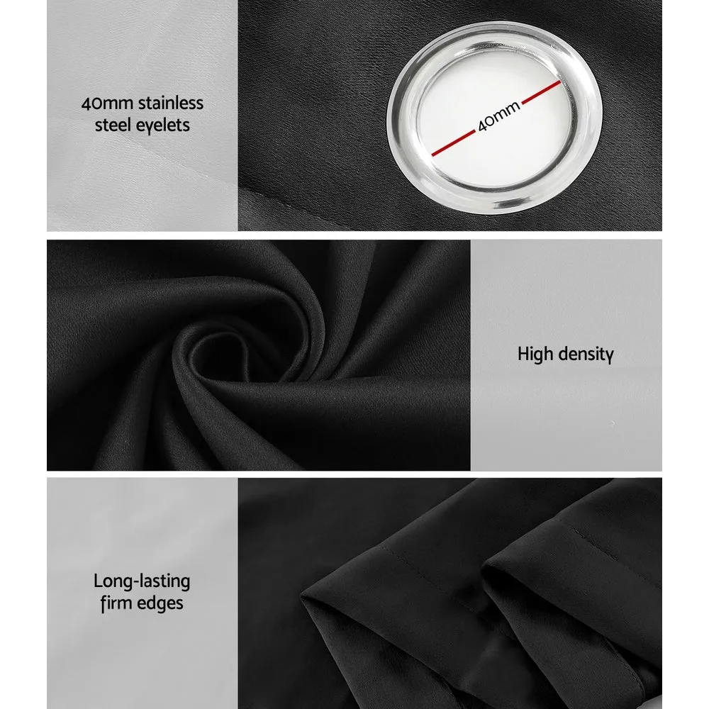2X Blockout Eyelet Curtains | 300x230cm | Black