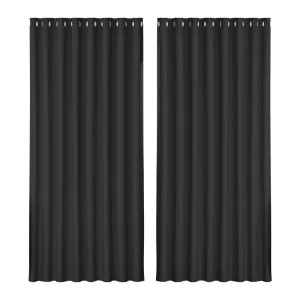2X Blockout Eyelet Curtains | 300x230cm | Black