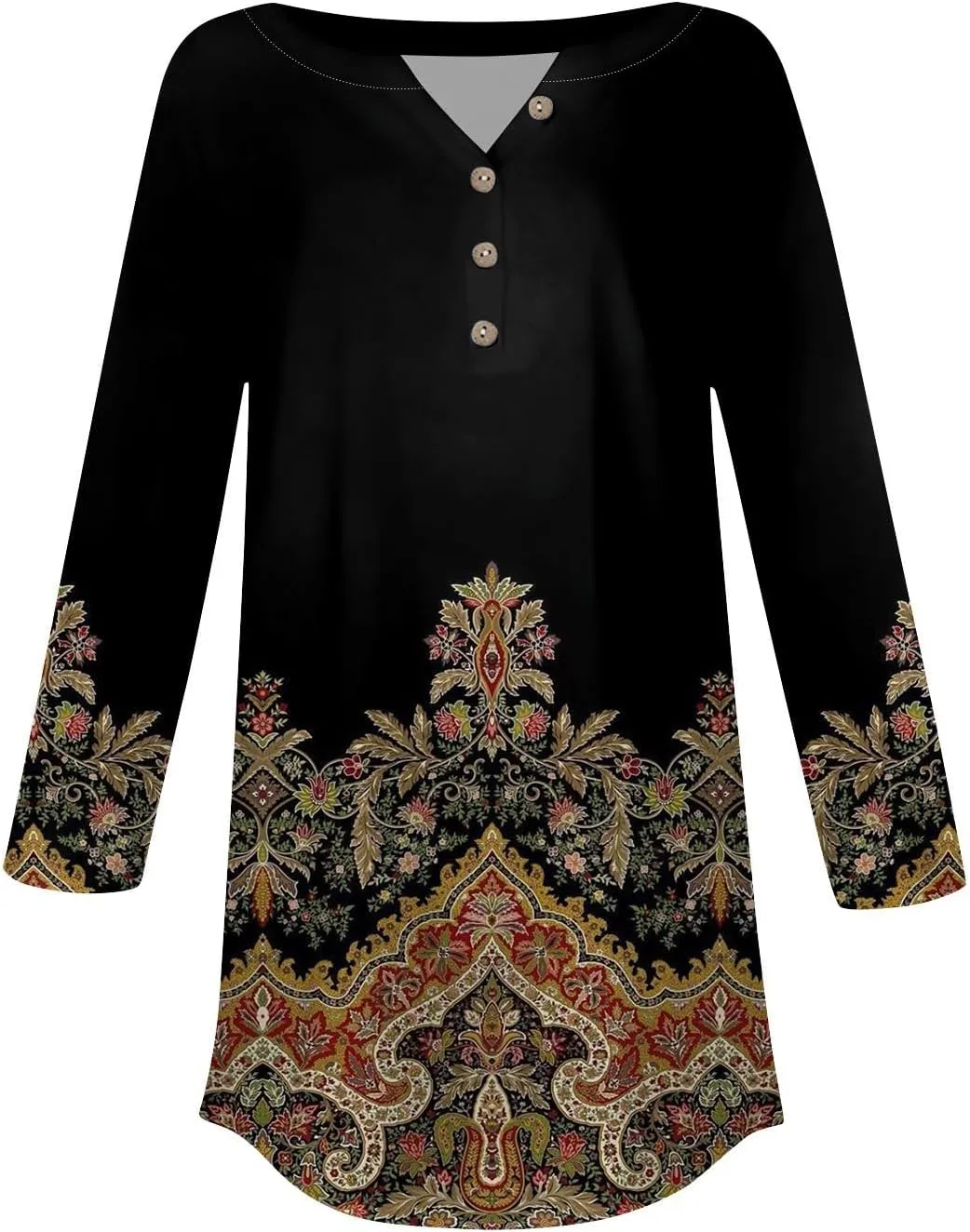 3/4 Length Sleeve Womens Tops 2025 Spring Summer Henley Neck Trendy Shirts Loose Fit Dressy Casual Blouses