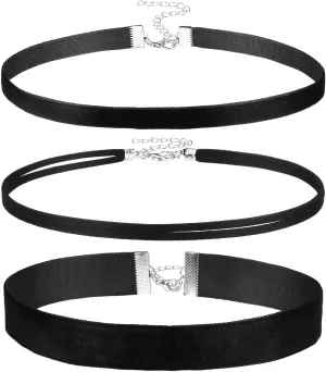 3pcs Choker Necklace Set for Women, Velvet and Lace Multilayer Collar Necklaces, Adjustable Gothic Black Choker for Party, Cosplay, Christmas, Halloween, Birthday