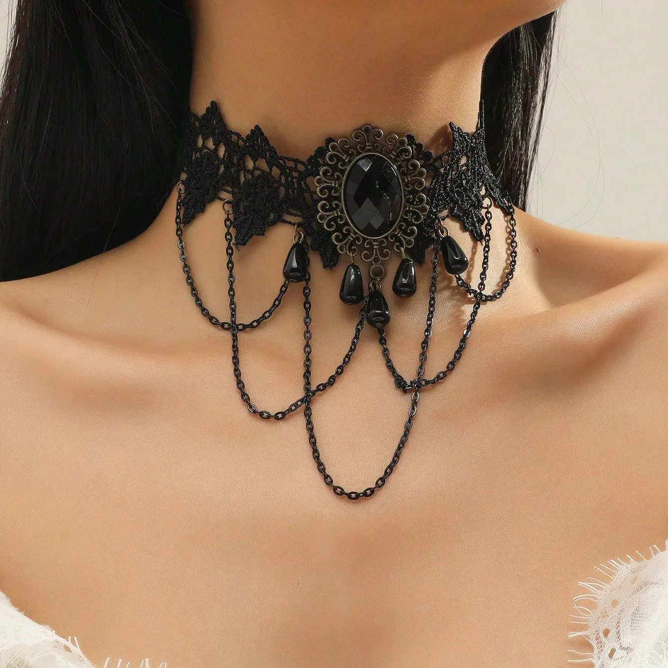 3PCS Halloween Choker Necklaces Set - Black Lace Velvet Gothic Spider & Bat Choker Cosplay Party Jewelry