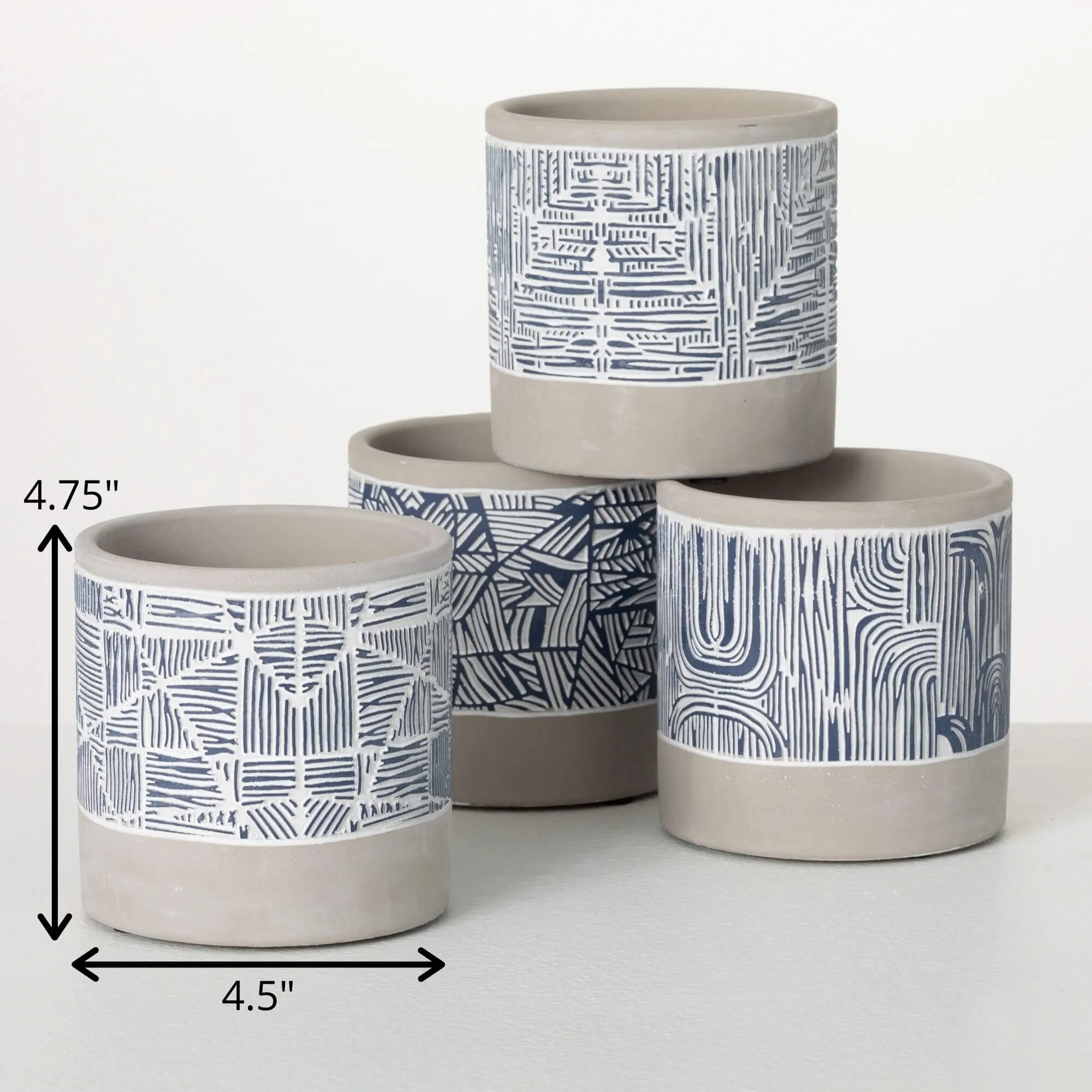 4.75"H Sullivans Abstract Cement Pot Set of 4, Multicolored