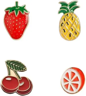 4Pcs Fruits Enamel Brooches Pins Watermelon Strawberry Pineapple Kiwi Orange Peach Cherry Apple Enamel Pins Cute Fruits Lapel Pins Brooches Pin Badges for Girls Women Clothing Backpacks Jackets Hats Bags