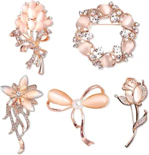 5Pcs Elegant And Exquisite Women's Brooches, Wedding Party Brooches, Daily Commuting Brooches, Sparkling Brooches With a Simple Yet Sophisticated feel.