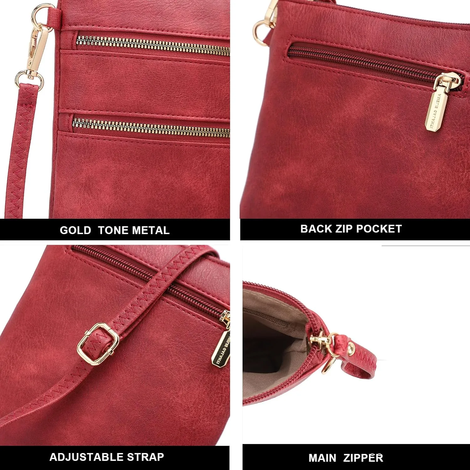 AMELIE GALANTI womens small crossbody strap handbag bag,Soft Leather Fabric Delicate Durable Fashion Design
