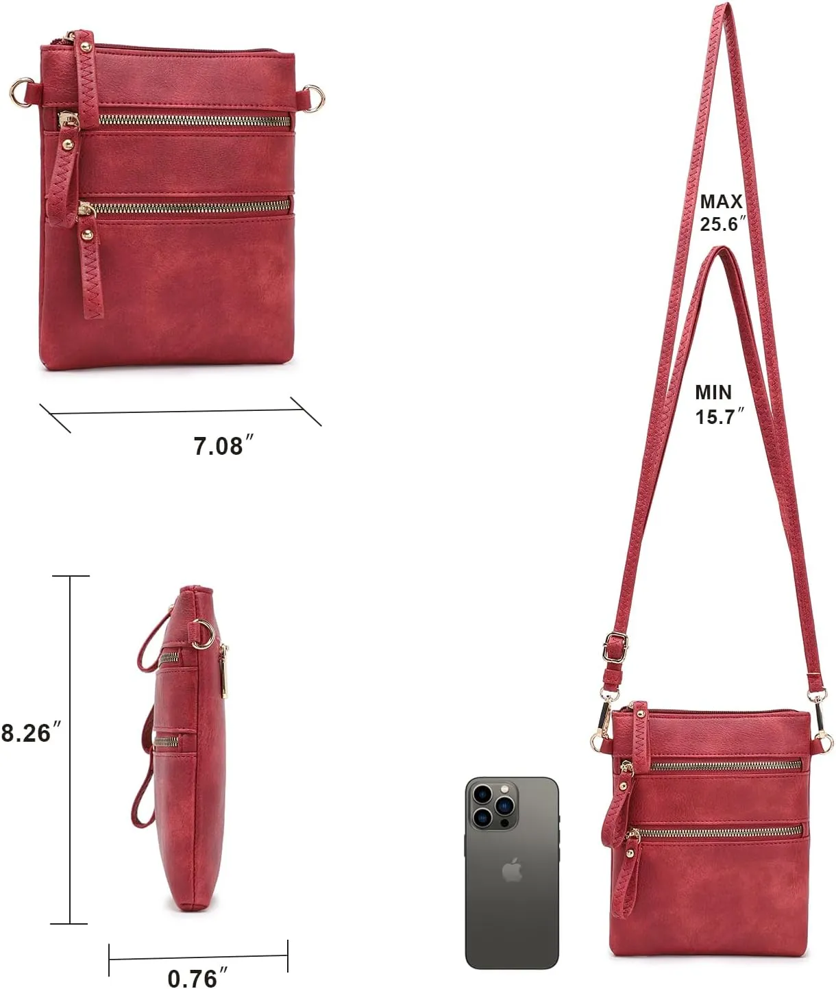 AMELIE GALANTI womens small crossbody strap handbag bag,Soft Leather Fabric Delicate Durable Fashion Design