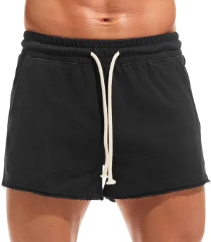 AMY COULEE Mens Workout Shorts 3 inch Cotton Gym Shorts Casual Terry Shorts with Pockets