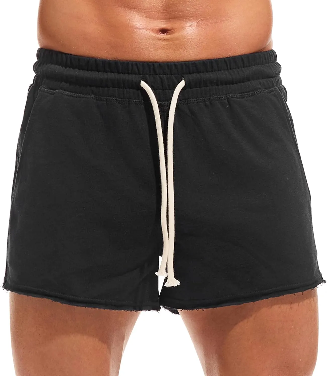 AMY COULEE Mens Workout Shorts 3 inch Cotton Gym Shorts Casual Terry Shorts with Pockets