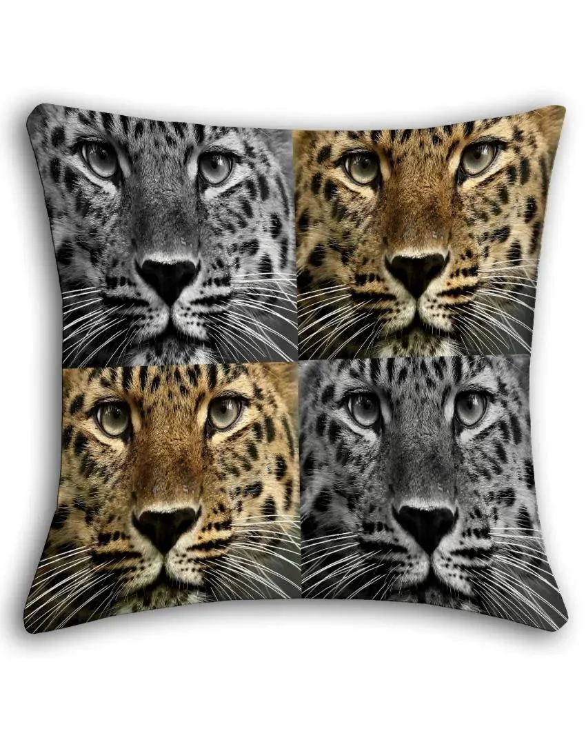Animal Digital Printed Polyester Cushion Covers | Set of 5 | 16 x 16 inches
