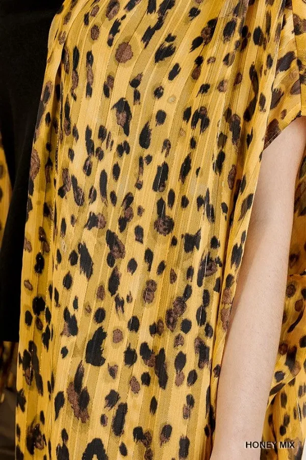 Animal Print Cocoon Kimono, Honey Mix