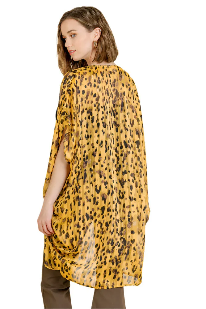 Animal Print Cocoon Kimono, Honey Mix
