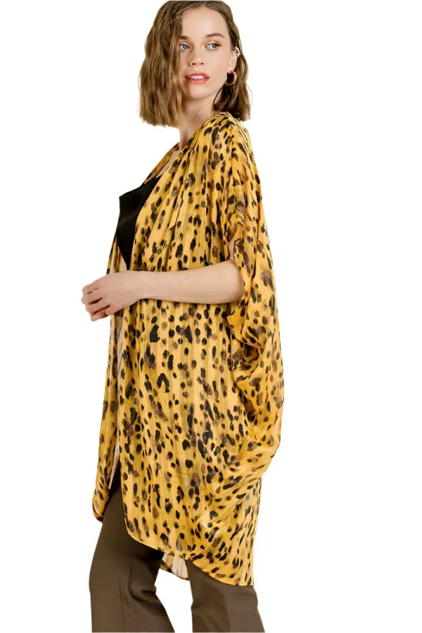 Animal Print Cocoon Kimono, Honey Mix