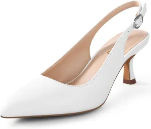 Ankis Slingback Heels for Women Closed Toe Women's Pumps Kitten Heel Wedding Party Casual Dress Shoes