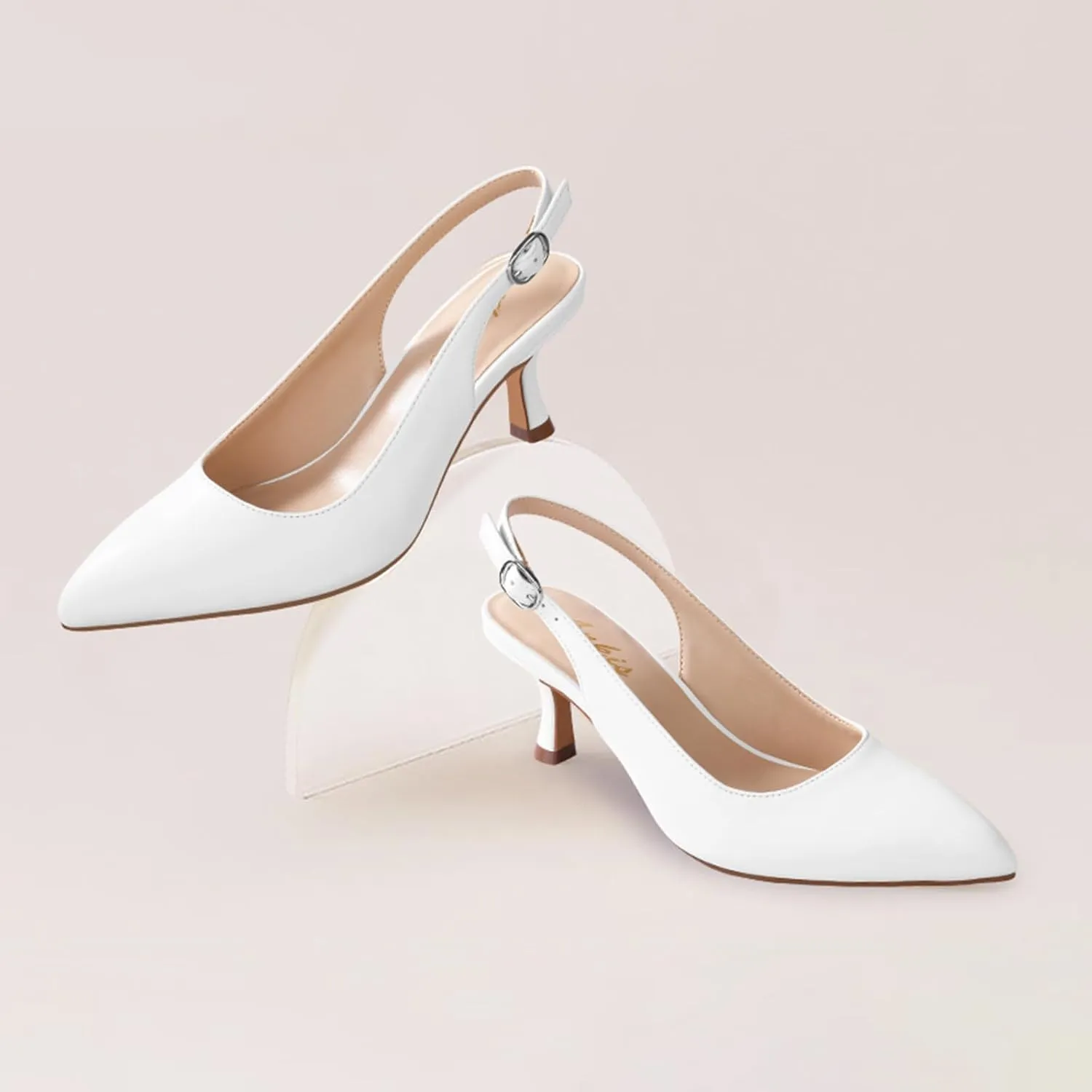 Ankis Slingback Heels for Women Closed Toe Women's Pumps Kitten Heel Wedding Party Casual Dress Shoes