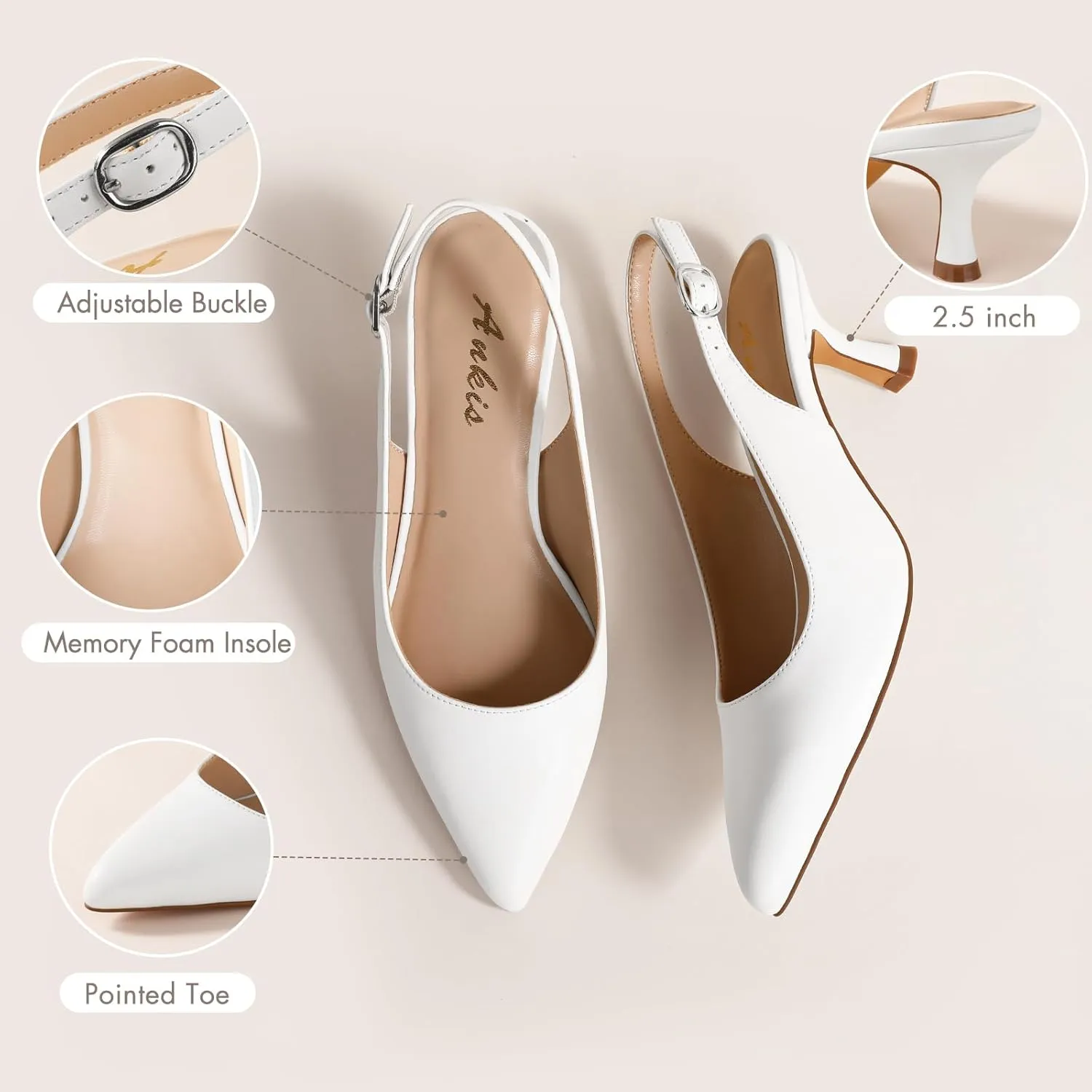 Ankis Slingback Heels for Women Closed Toe Women's Pumps Kitten Heel Wedding Party Casual Dress Shoes