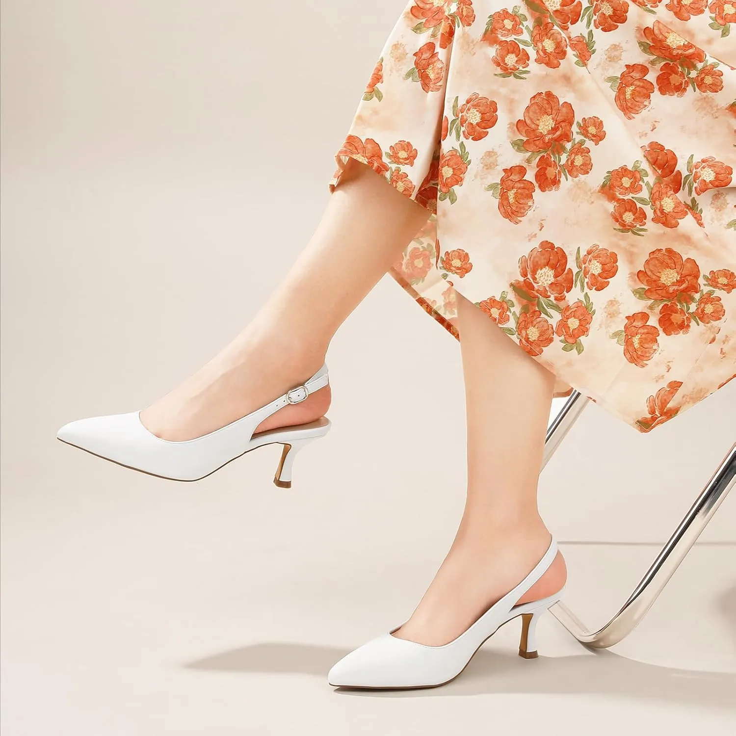 Ankis Slingback Heels for Women Closed Toe Women's Pumps Kitten Heel Wedding Party Casual Dress Shoes