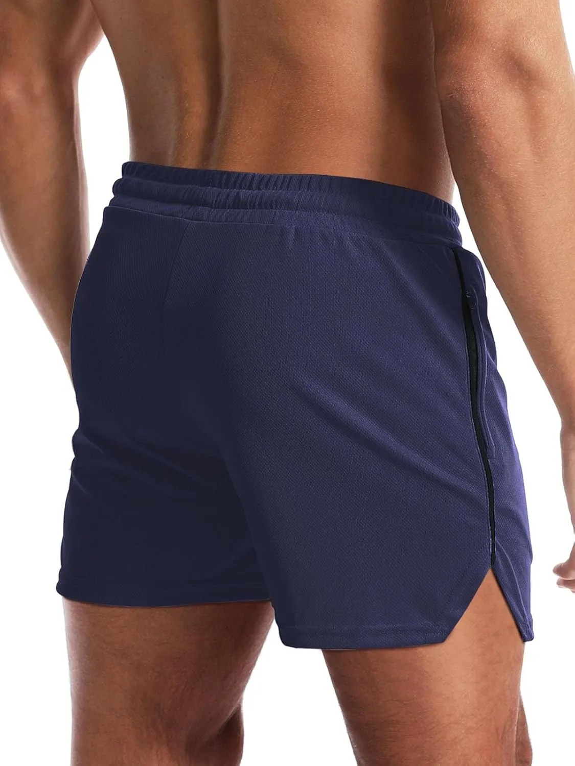 Aolesy Mens Workout Shorts with Zip Pocket 5" Lightweight Gym Running Shorts Linerless Bodybuilding Athletic Shorts
