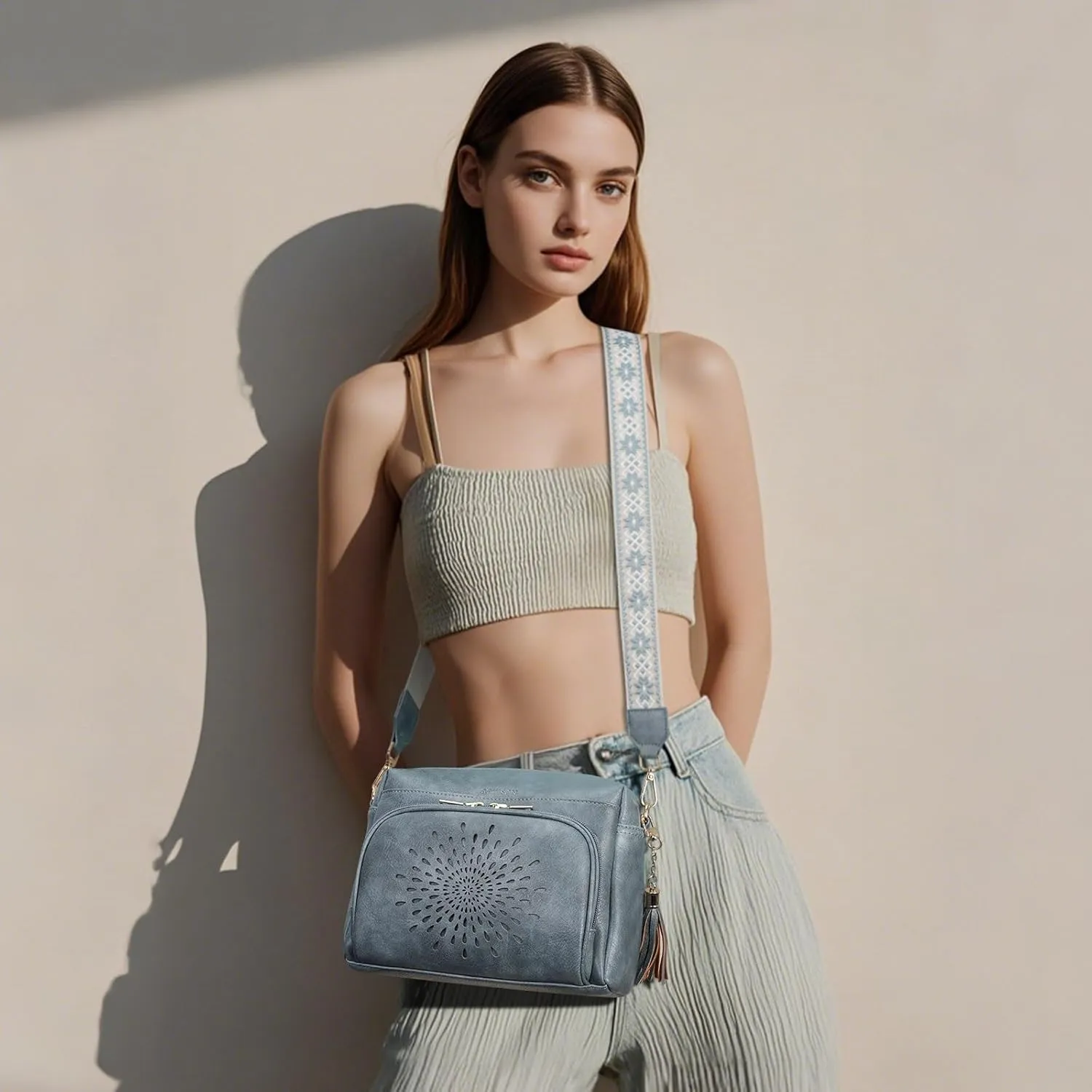 APHISON Crossbody Bags for Women, Vegan Leather Sunflower Crossbody Phone Purse Shoulder Handbags with Adjustable Strap