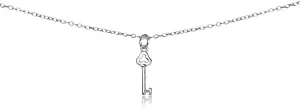 B. BRILLIANT Key Necklace for Women Men, Layered Necklace, Short Minimalist Dainty Choker Charm Chain Necklace Sterling Silver, Gold or Rose Gold