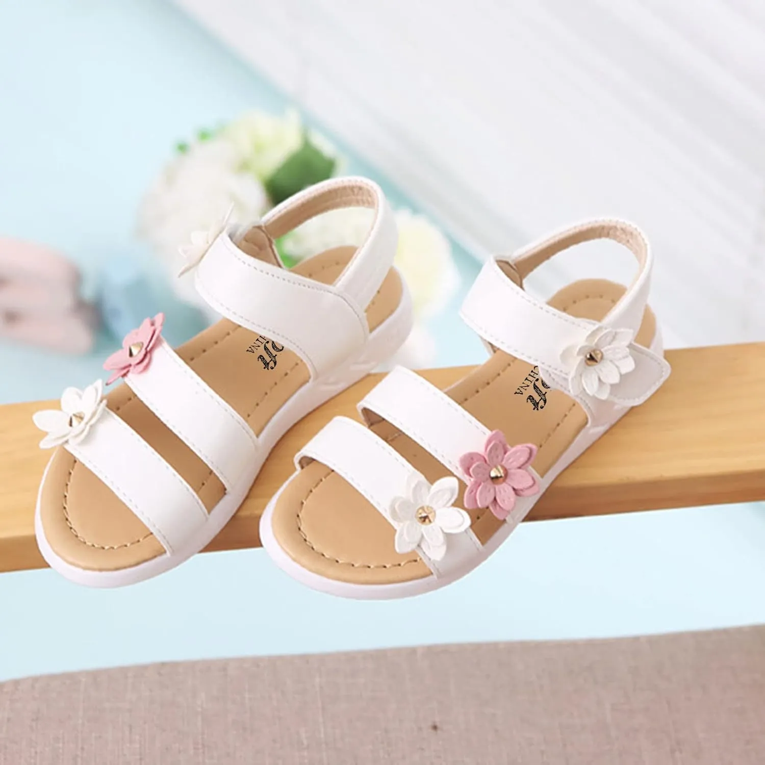 Baby Girls Summer Sandals Toddler Infant Non Slip Open Toe Flower Solid Color Shoes Teens Beach Casual Low Heels Flats