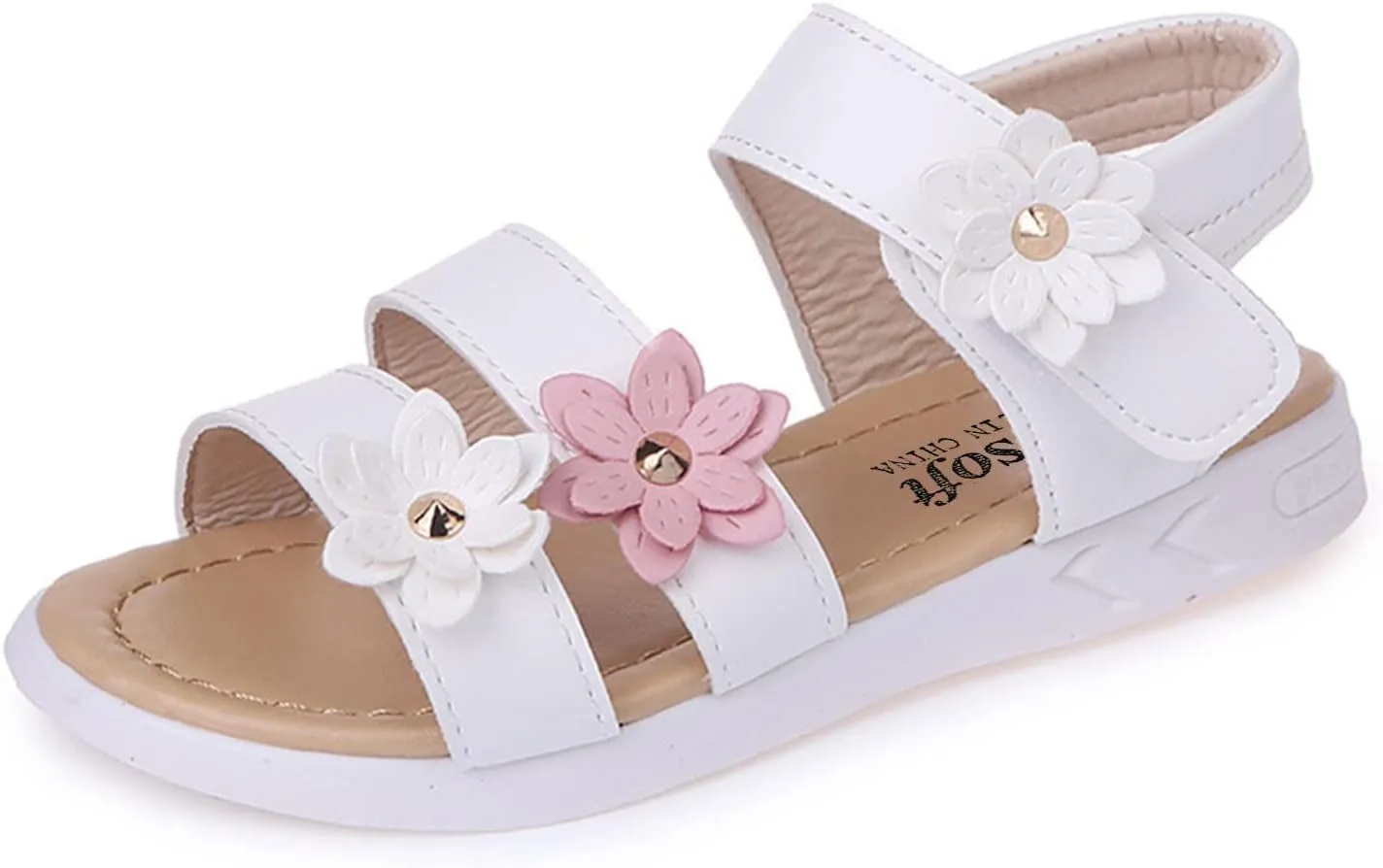 Baby Girls Summer Sandals Toddler Infant Non Slip Open Toe Flower Solid Color Shoes Teens Beach Casual Low Heels Flats
