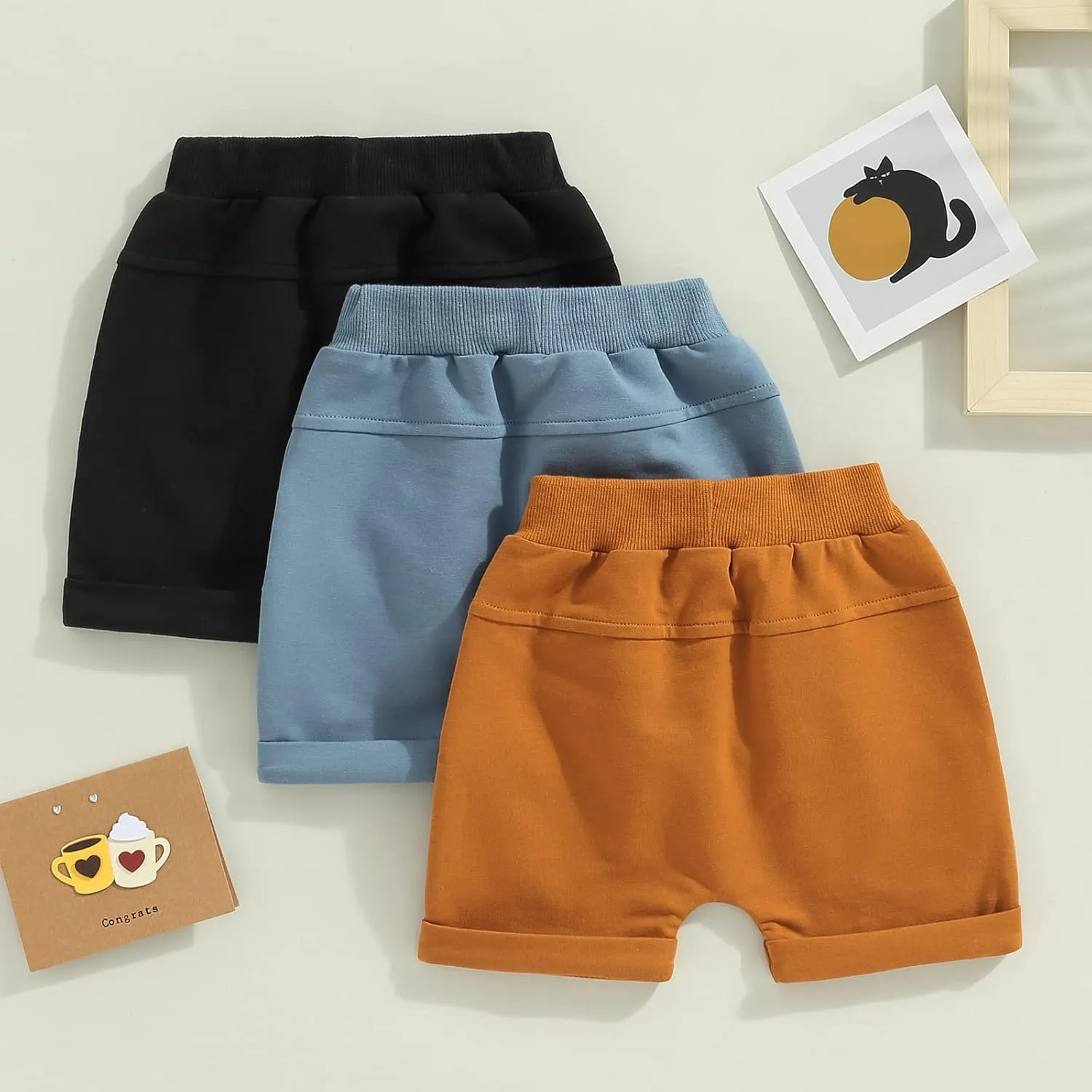 Bagilaanoe Toddler Baby Boy Shorts Summer Solid Plain Shorts Bloomers Casual Elastic Waist Jogger Shorts Bottoms