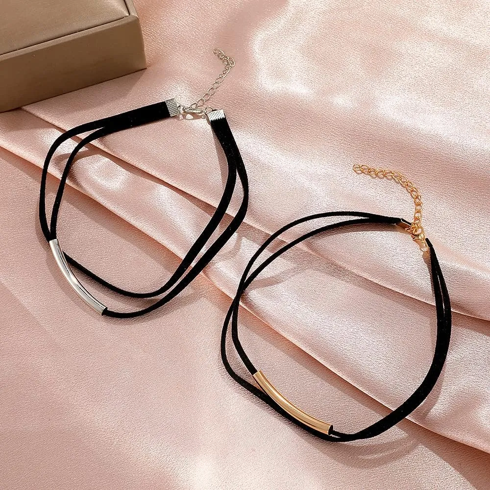 Black Choker Necklaces for Women 90s Red Black Velvet Choker Necklace Thick Thin Black Chocker Gold Tube Heart Circle Choker Necklace Lace Tatto Collar Necklace Goth Choker Jewelry