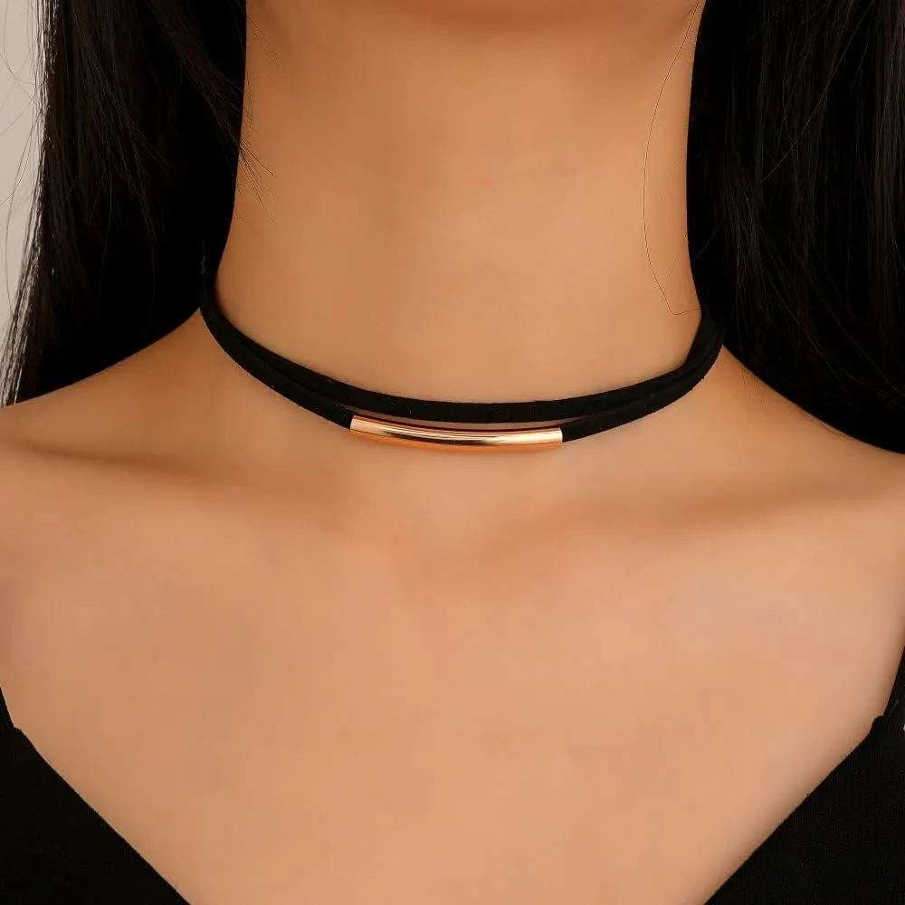 Black Choker Necklaces for Women 90s Red Black Velvet Choker Necklace Thick Thin Black Chocker Gold Tube Heart Circle Choker Necklace Lace Tatto Collar Necklace Goth Choker Jewelry