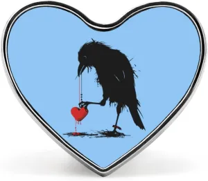 Blackbird with Heart Crow Heart Pins Lapel Pins Enamel Brooches for Wedding Party Costume Accessory