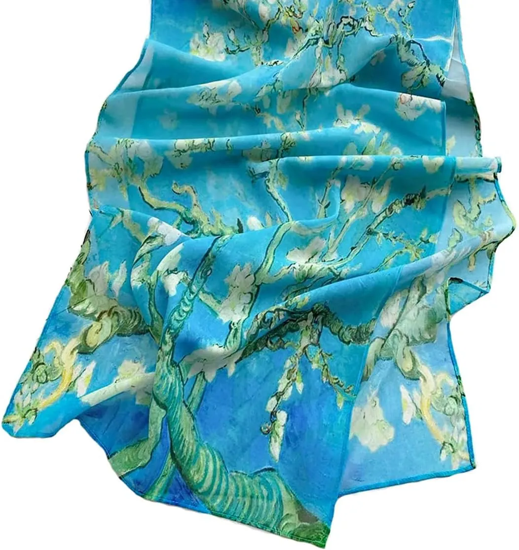Blazing Autumn Fashion Neck Scarf Van Gogh Art Floral Tie Scarves Headband Shawls and Wraps