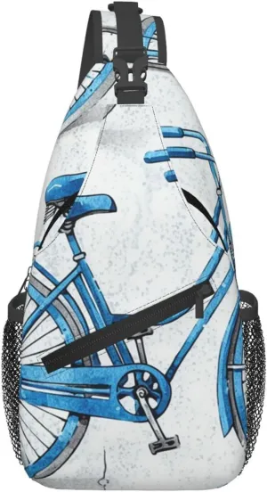 Blue bicycle Cross Chest Bag Diagonally Sling Backpack Outdoor Travel Cycling Bag for Men Women