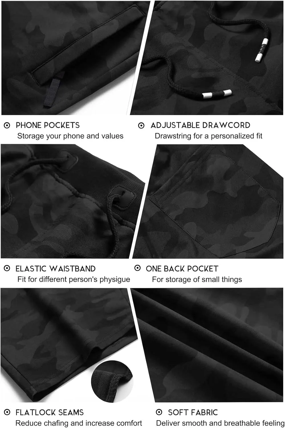 Boyzn Men's Athletic Shorts Comfortable Cotton Workout Shorts Elastic Waist Running Shorts with Zipper Pockets