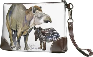 Brazilian Tapir Women Leather Clutch Purse Evening Bag Small Wristlet Wallet Cell Phone Bag