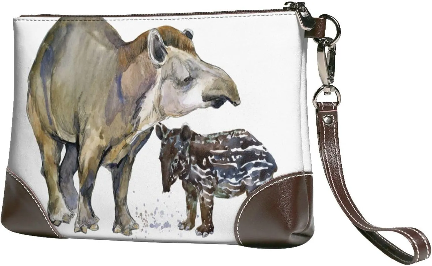 Brazilian Tapir Women Leather Clutch Purse Evening Bag Small Wristlet Wallet Cell Phone Bag