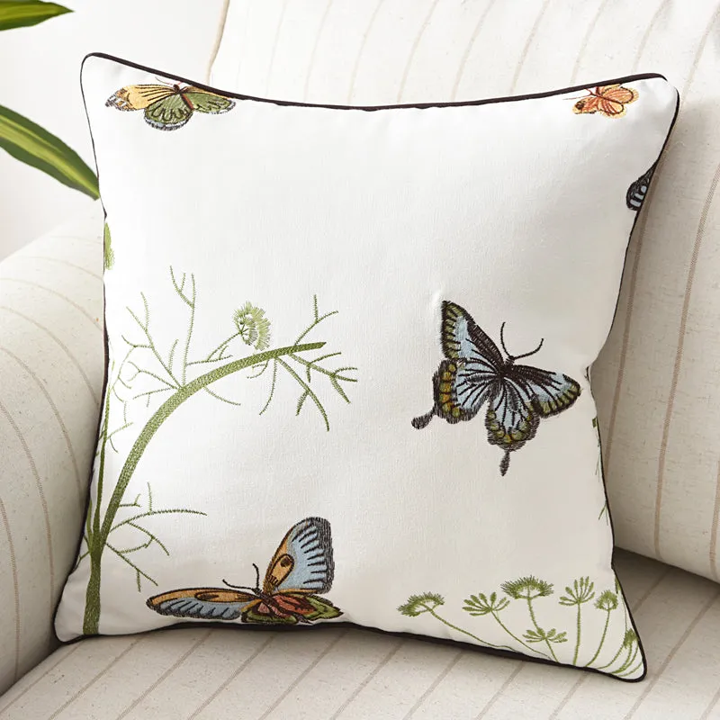 Butterfly Peacock Floral Three-dimensional Embroidery Cushion Cover