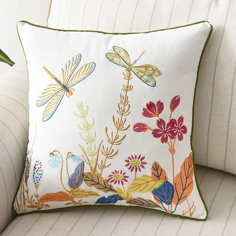 Butterfly Peacock Floral Three-dimensional Embroidery Cushion Cover