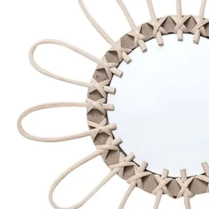 CALANDIS® Decorative Wall Mirror Rattan Woven Mirror for Living Room Apartment Bedroom 31Cm