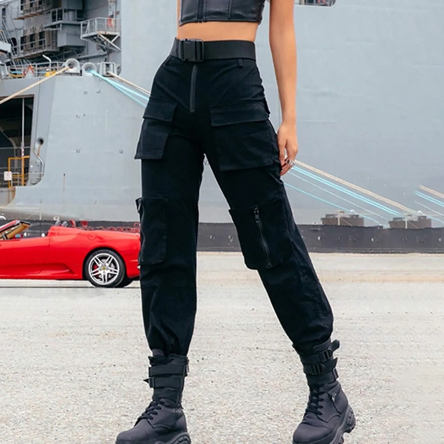 Cargo Pants Womens Fashion High Waist Combat Military Trousers Outdoor Fashion Y2K Streetwear Baggy Casual Jogger Pants