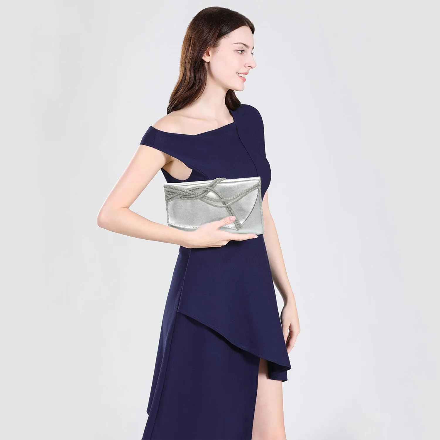 CARIEDO Women's Evening Bag Elegant Clutch Delicate PU Leather Flap Handbag Prom Wedding Party