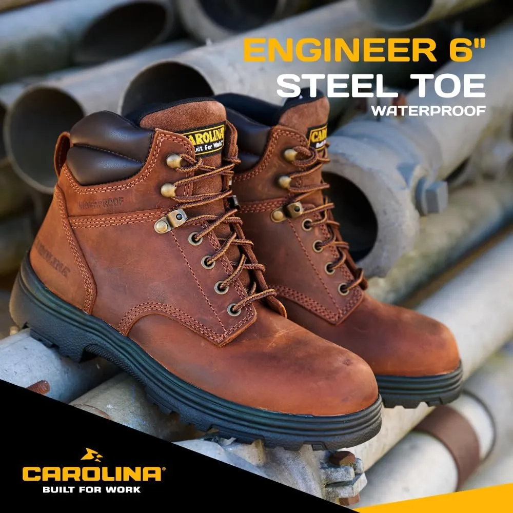 Carolina Engineer 6 Steel Toe Work Boots for Men - Breathable Waterproof Boots with Durable Leather Uppers and Slip-Resistant Lug Outsoles, EH Rated