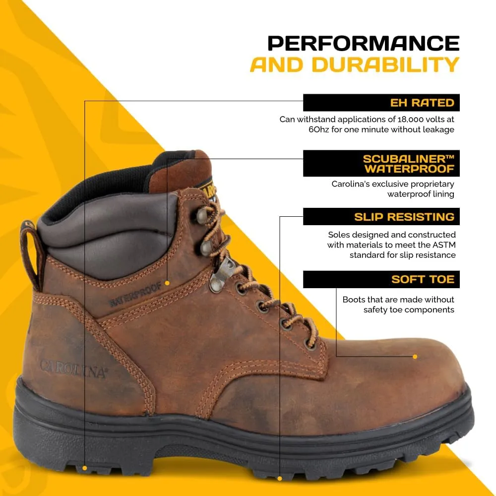 Carolina Engineer 6 Steel Toe Work Boots for Men - Breathable Waterproof Boots with Durable Leather Uppers and Slip-Resistant Lug Outsoles, EH Rated