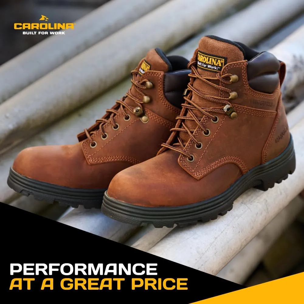Carolina Engineer 6 Steel Toe Work Boots for Men - Breathable Waterproof Boots with Durable Leather Uppers and Slip-Resistant Lug Outsoles, EH Rated
