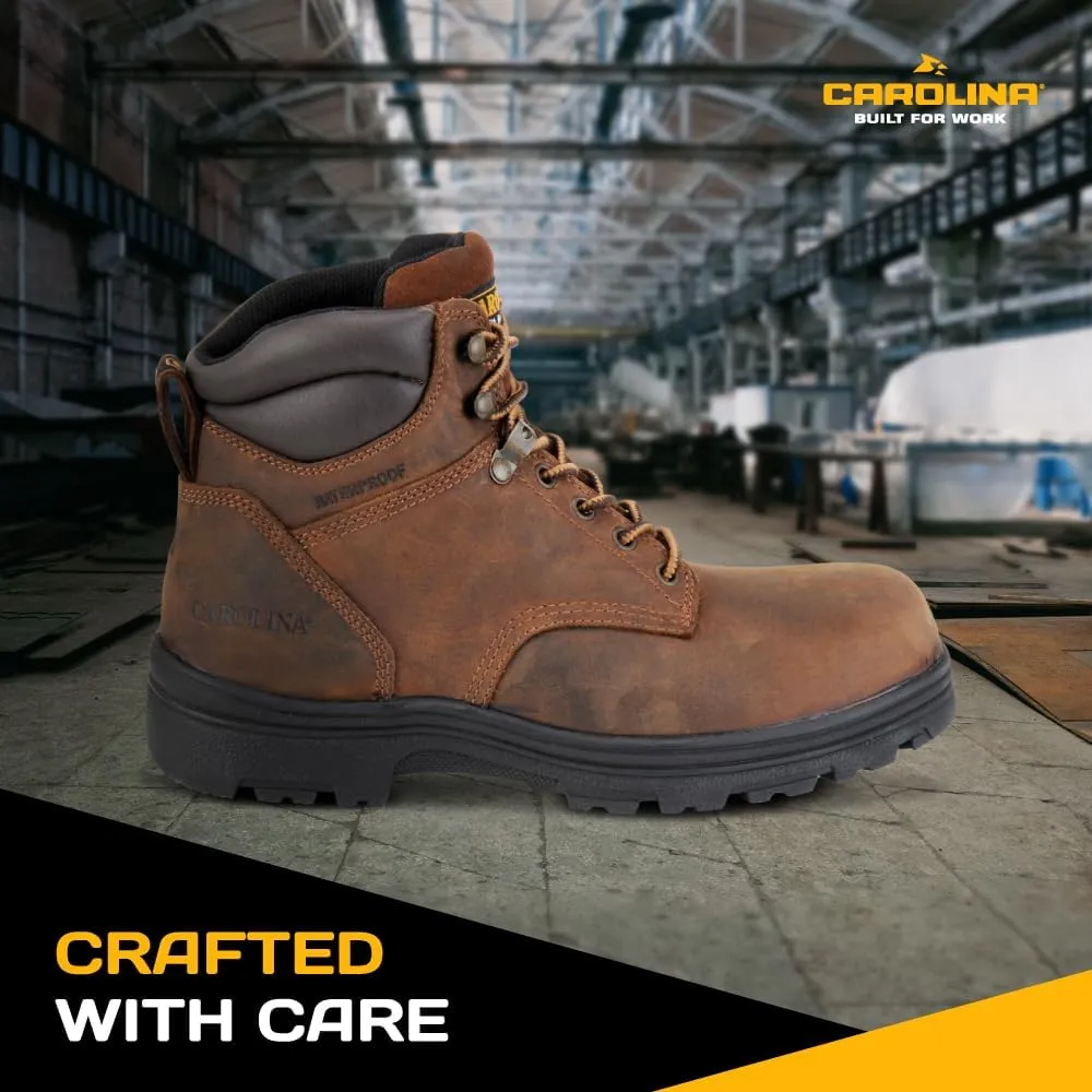 Carolina Engineer 6 Steel Toe Work Boots for Men - Breathable Waterproof Boots with Durable Leather Uppers and Slip-Resistant Lug Outsoles, EH Rated